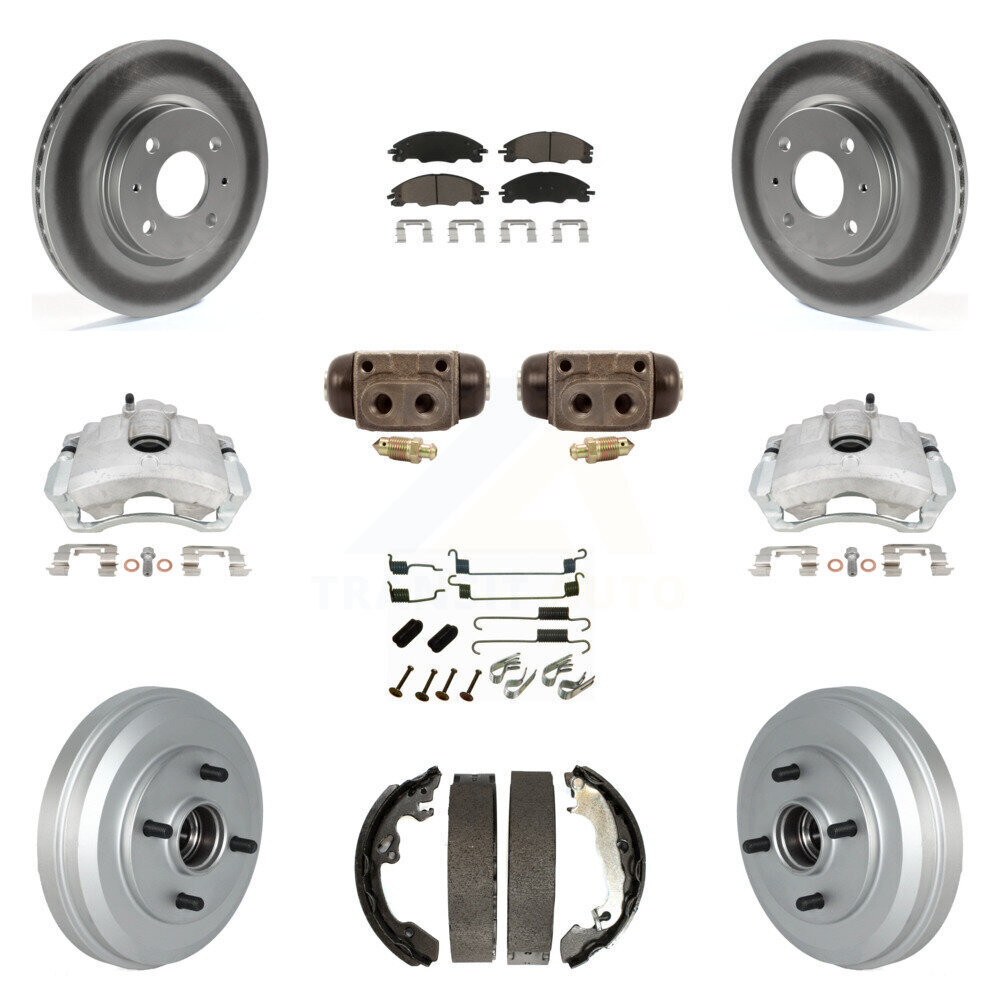 Front & Rear Disc Brake Caliper Coat Rotor Drum Ceramic Pad Shoes Cylinder Kit for Enhanced Vehicle Braking Performance