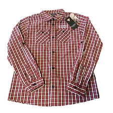 Guess Size 10 Boys Plaid Shirt Button Down Red Embroidered Logo