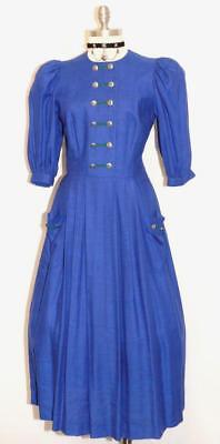 S 6 Sportalm Blue Linen Women Austria Long Summer Dirndl Church Party Dress Ebay