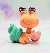 Littlest Pet Shop Authentic  1492 Orange Teal Shell Hermit Crab Purple Eyes