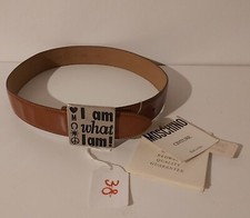 MOSCHINO I AM WHAT I AM! WOMAN LEATHER BELT COLOR CARAMEL SIZE IT 38 DEAD STOCK