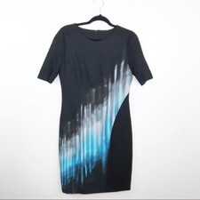 Elie tahari 8 illusion sheath dress black blue art to wear professional