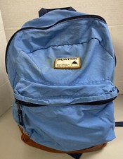 BURTON DAY PACK BACKPACK LIGHT BLUE BROWN LEATHER BOTTOM ADJUSTABLE VGC