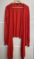 Ted Baker Long Open Waterfall Cardigan~Red~Silk Angora~Size 4/L~Never Worn Xmas