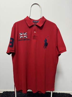 Polo Ralph Lauren men's Great Britain Flag Embroidery red polo