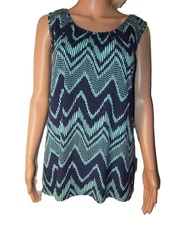 Shirt - By Naif - Sz XL - Sleeveless - Top - Color - Aqua- Blue Black (300-0022)