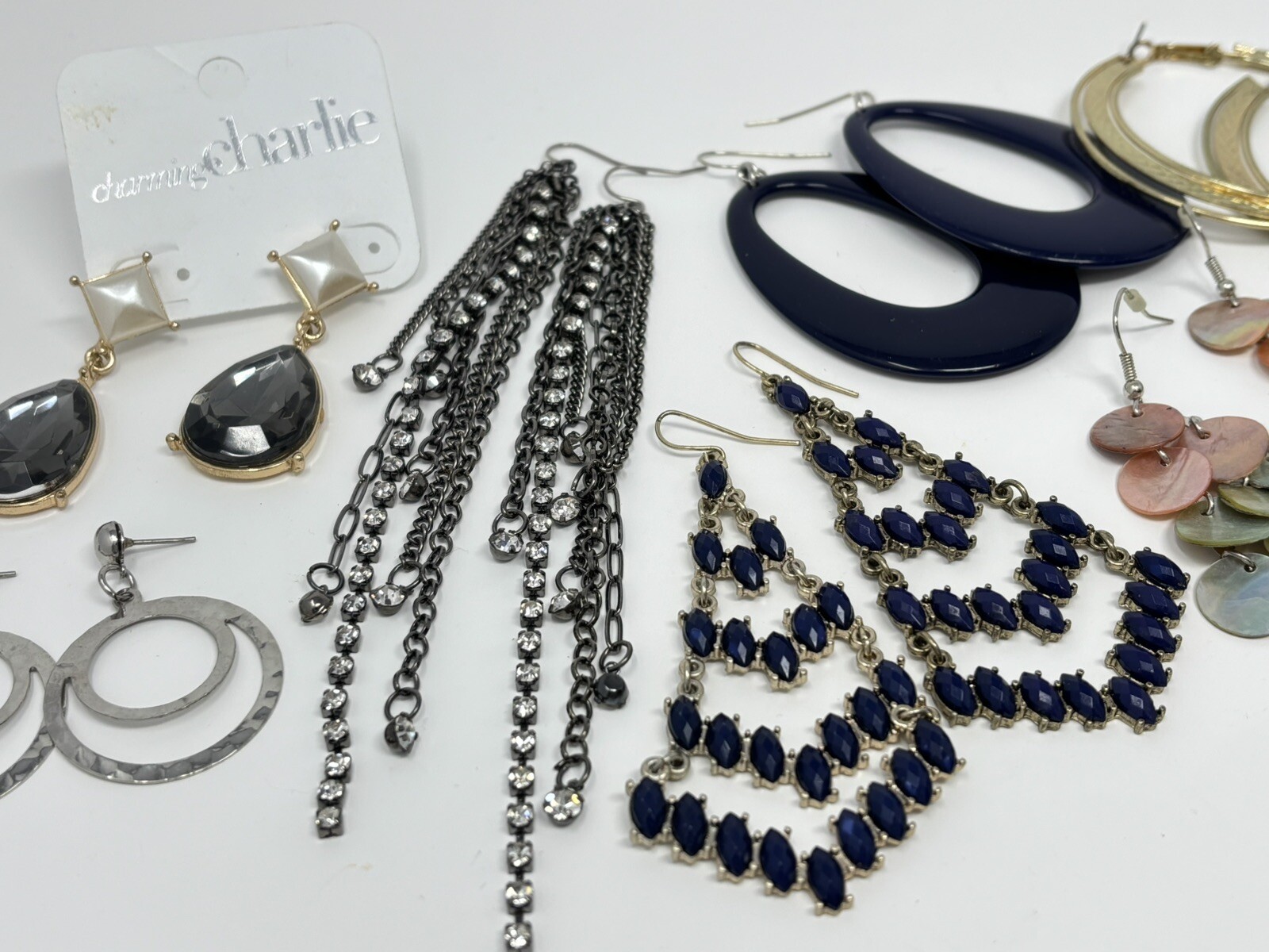 Dangle Statement Earring Lot (7 Pair) Hoop Tassel… - image 15