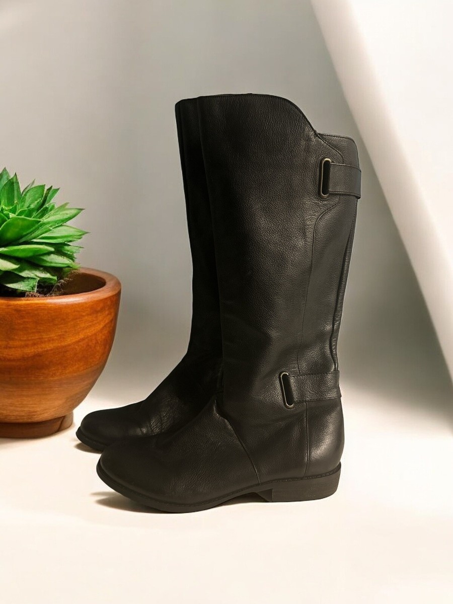 Ciao Bella Black Pebbled Leather Tall Knee-High Riding Boots