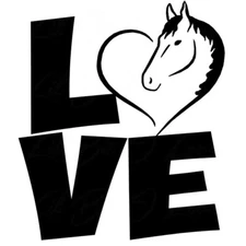 Vinyl Decal for Window - LOVE (Horse)