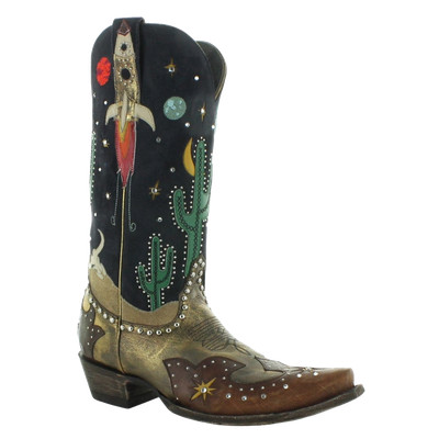 Old Gringo Ladies Galactic Buckaroo Copper, Oryx & Black Snip Toe Boots L3576-1