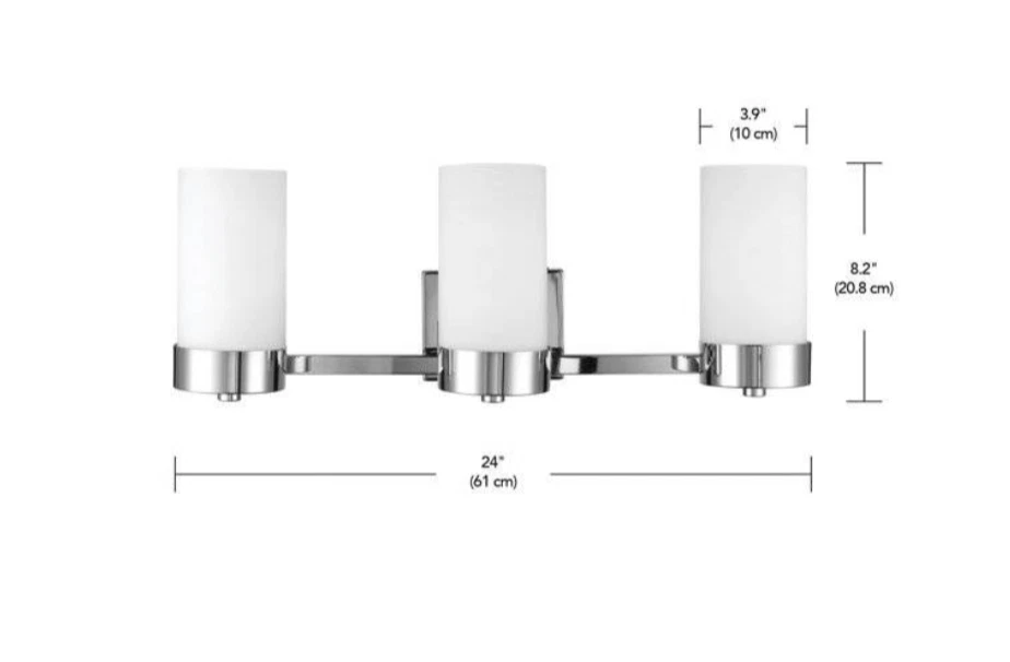 Globe Electric Marcie 24 in. 3-Light Frosted Glass Shade Chrome Vanity Light L2K - Image 3 of 4