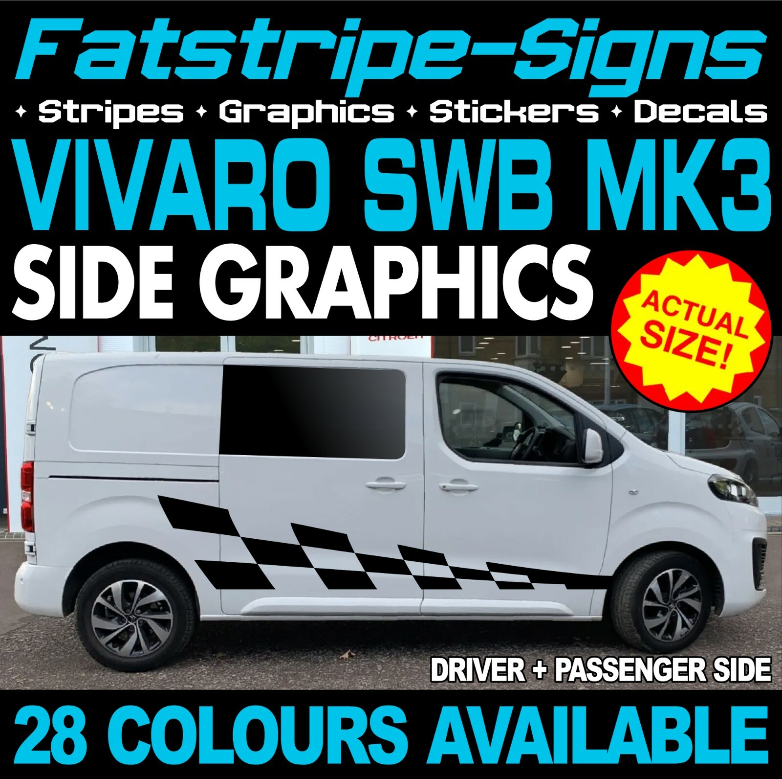 Decal Stripes Graphics Kit For Vauxhall Vivaro MK2 SWB L1 Van - Custom Stickers For Van & Camper Van