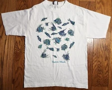 VTG 90s Cayman Island Vacation Glitter Tropical Fish T-Shirt Sz L