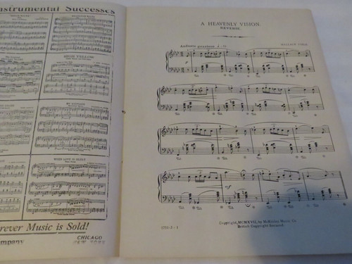 1917-Sheet Music-The Heavenly Vision Reverie- Wallace Field-McKinley Music-1751