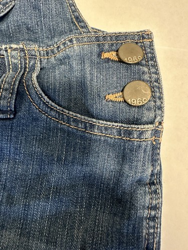 GAP Overalls Girls XL 12/13 Blue Medium Indigo Denim Distressed Loose Fit - Picture 8 of 9