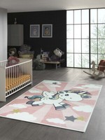 Kinderteppich Mit Einhorn Regenbogen In Rosa Creme