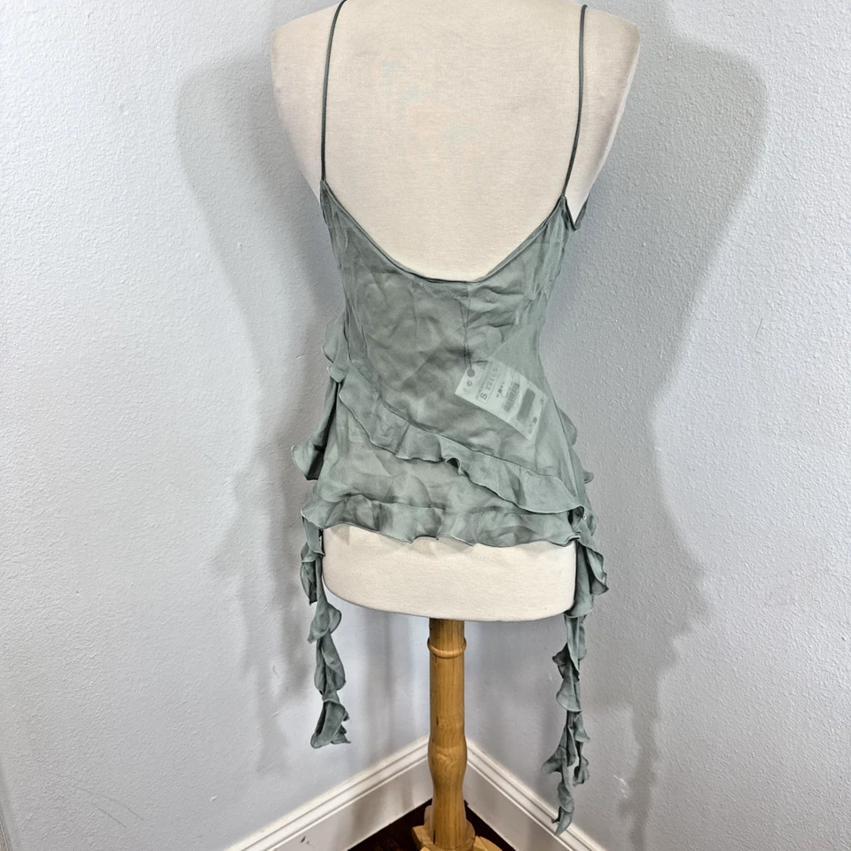Женская блузка Zara маленькая зеленая авангардная с оборками фея опрятная Y2K 90-е - Изображение 4 из 4
