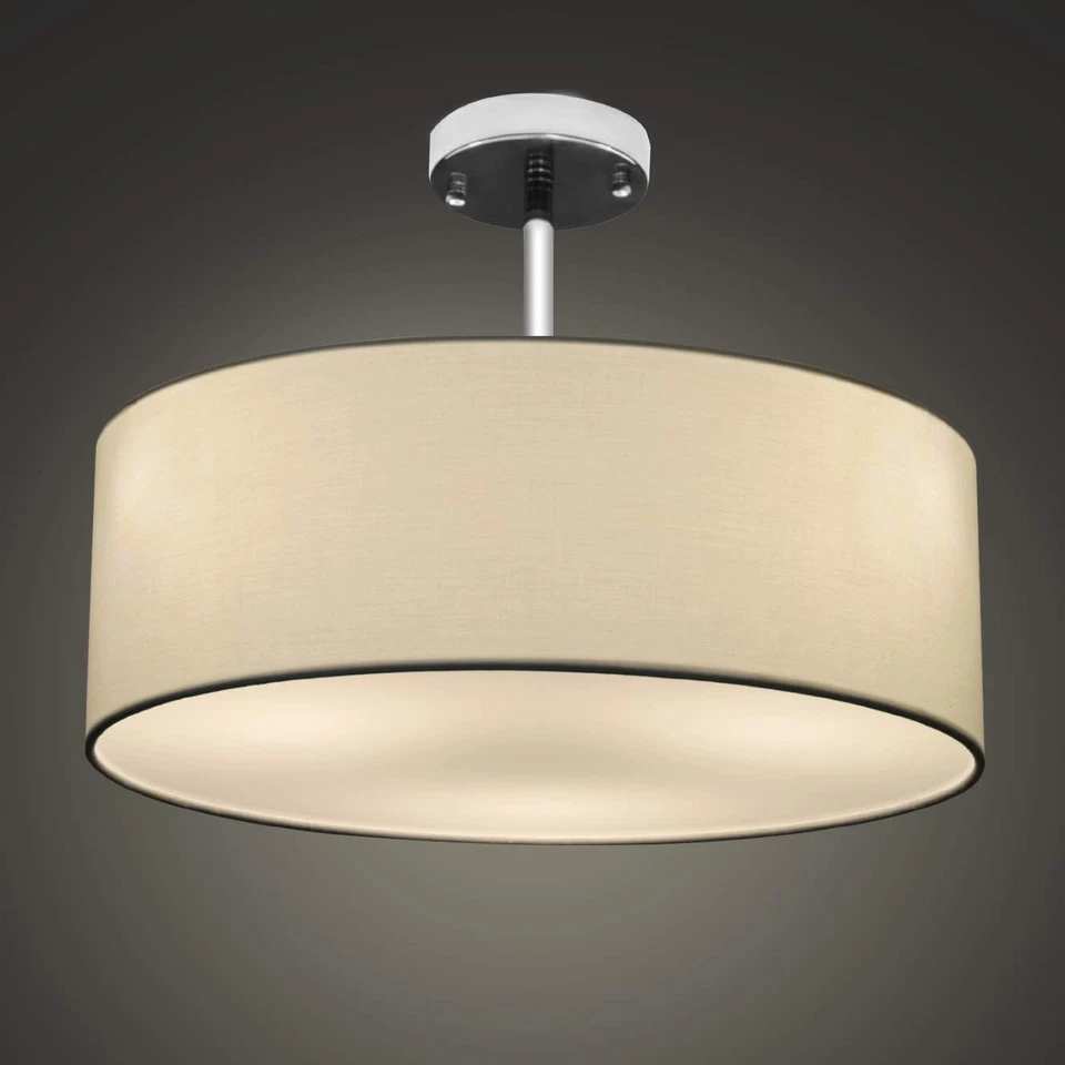 Ceiling Light, Semi-Flush Mount Modern Fabric Pendant Light Shade, 17.7" Large W - Image 2 of 4