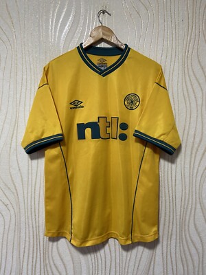 CELTIC 2000 2002 FOOTBALL SHIRT SOCCER JERSEY AWAY UMBRO YELLOW sz