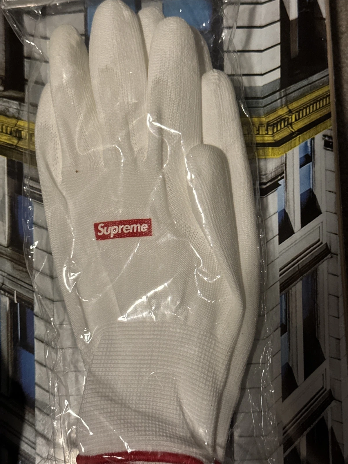 Boîte SUPREME logo gants de travail caoutchoutés caoutchouc FW20 taille unique neuf scellé dans un sac