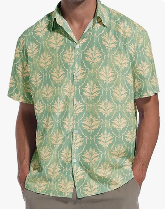 NEW Nmglhnm Men's Hawaiian Floral Shirt Short Sleeve Button Down Size 2XL