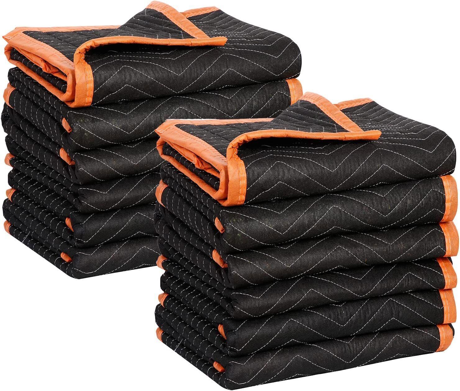 Moving Blankets 12 Pack 40x72" Shipping Quilted 15lb/dz weight Pro Economy Black