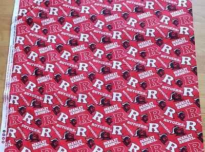 1/2 yard RUTGERS UNIVERSITY Scarlet Knights Cotton COLLEGE FABRIC Sykel RUT1178
