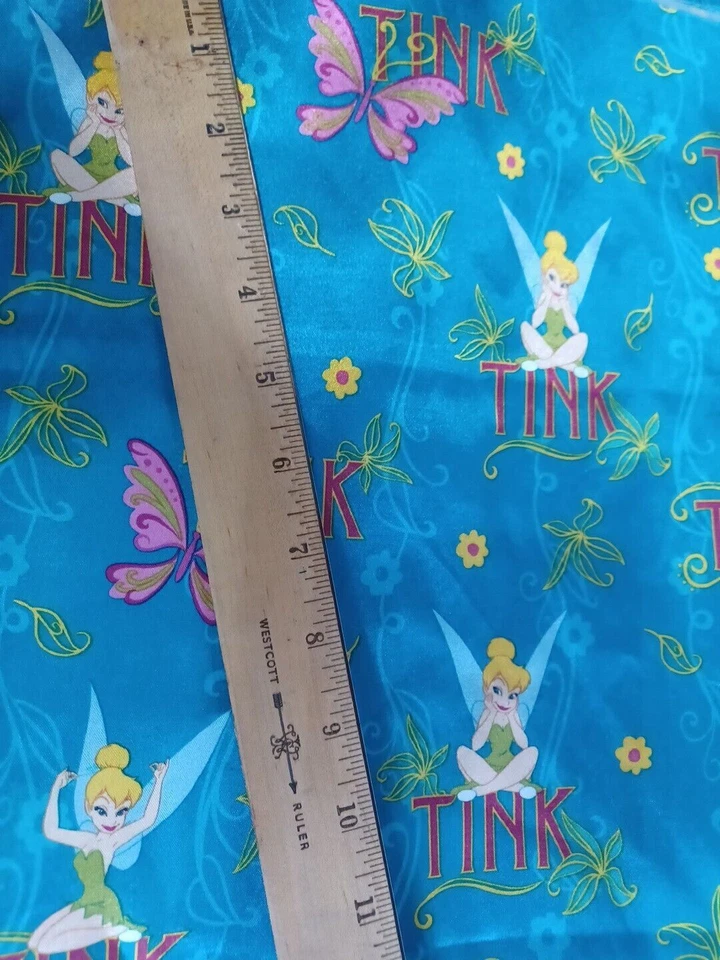 Tink On Tink Tinker Bell Disney Shiny Fabric Pc 1 3/4 YdsX58" Springs Remnant Pc - Image 2 of 4