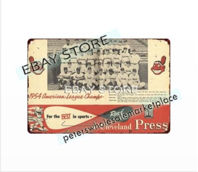 1954 baseball Cleveland Stadium metal tin sign modern wall home tavern
