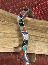 Zuni Armspange S & J Kallestewa , Sterling Silber , Vintage Indianerschmuck