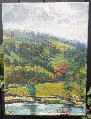 Coverdale, Kupferbuche, Ölgemälde/Leinwand, SIGNIERT Yorkshire Dales. Plein Air