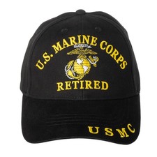 Once A Marine Always A Marine Black Retired Hat One Size Adjustable