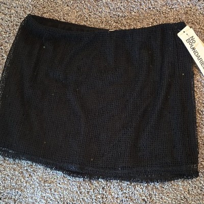 No Boundaries Black Sequin Mini Skirt Lined Elastic Waist Pull-On Size M (8-10)