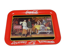 Coca-Cola  Vintage Collectible "Touring Car" 1987 Large Metal Coke Tray