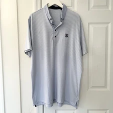 Greyson Light Blue White Stripe Ridgewood Country Club Performance Golf Polo XL