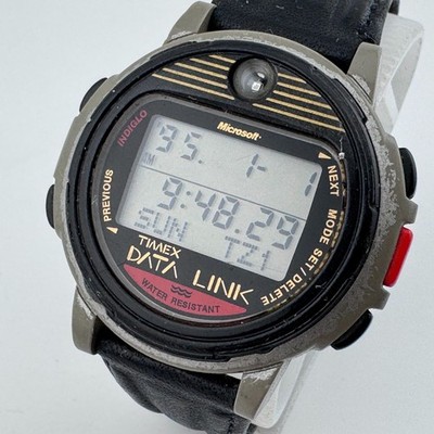 Timex Indiglo MS Data Link Digital Quartz Watch Men 100m Alarm Chrono New Batter