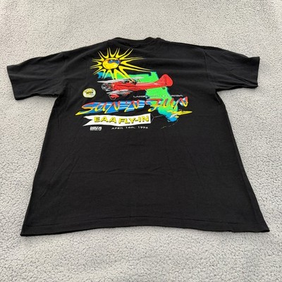 Vintage 1996 Sun n Fun EAA Fly-In T-Shirt Mens XL Black Single Stitch Anvil USA