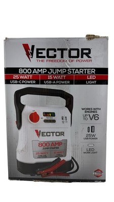 VECTOR 800 Amp Jump Starter with USB Charging & LED Light VECJ8 Used