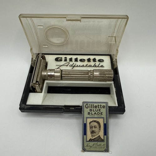 1959 Gillette 195 Fat Boy Adjustable Safety Razor E1 W/ Original Case
