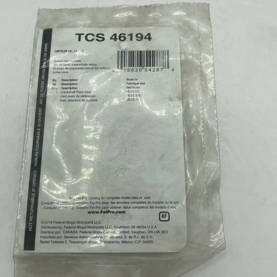 Kit de sellado del cigüeñal del motor Fel-Pro TCS 46194 Chrysler 3,8 L, 3,5 L, 3,3 L Foto 4 de 4
