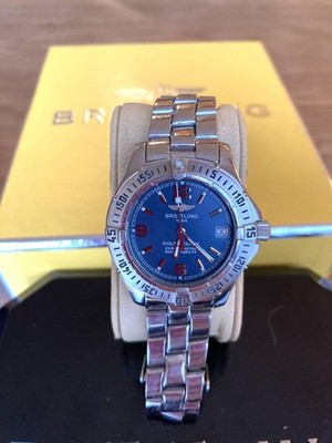 BREITLING Colt Ocean Blue Dial Quartz Stainless Steel Watch w/ Box & Papers