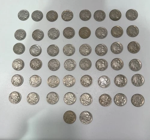 LOT 50 XF Extra Fine Full Horn Buffalo Indian Head Nickels.  Nice Old US Coins!2