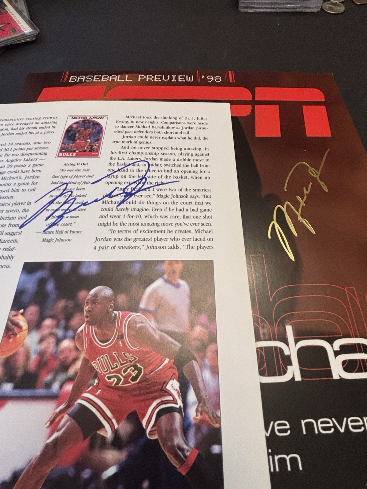 Rare Original Michael Jordan Autographed , Magazine article Page  1993 NBA .