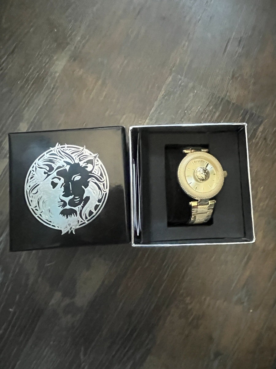 Versus Versace Lion Head Goldtone Stainless Steel Analog Bracelet