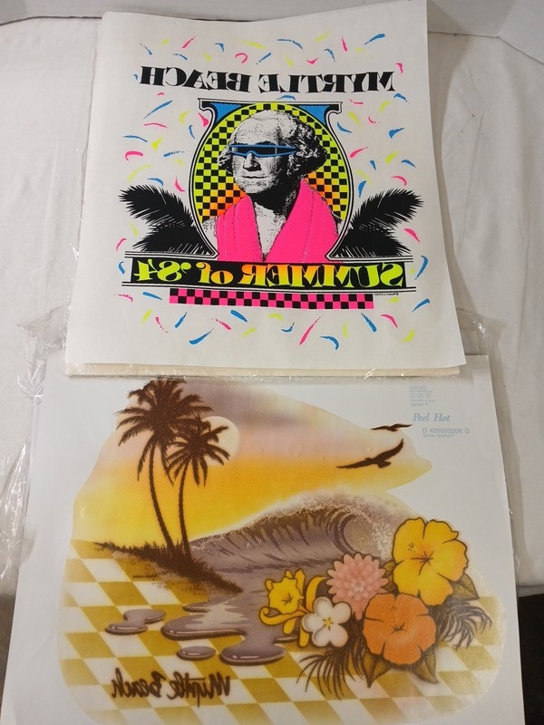 Vintage 1980s Heat Transfer Lot Of 24 T-Shirt Graphic Myrtle Beach Neon 1984 A09