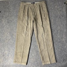 VTG Polo Ralph Lauren Andrew Pants Mens 35x32 Fit 35x31 Corduroy Tan Pleated