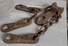Antique Yankee Cast Iron Logging Tow Chain w/ Hooks – Vintage Farm Tool