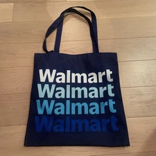 Walmart Blue Reusable Nylon Tote Shopping Bag 13x14x7 Brand New