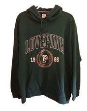 Victoria s Secret Pink Green Love Pink Originals Gold Logo Hoodie Large