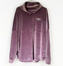 Victoria's Secret PINK Velour VARSITY COWL Women s Pullover Sz Large